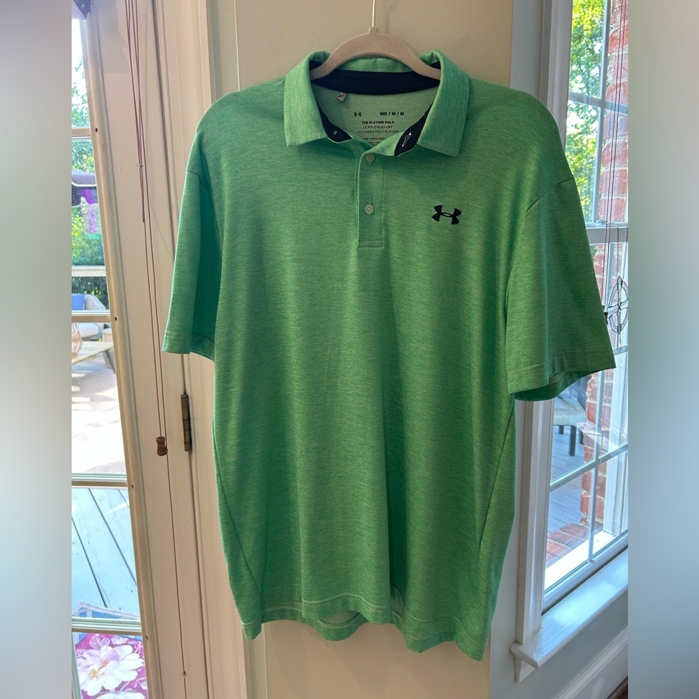 Under Armour Heathered Green Mens Medium The Playoff Polo Great Condition